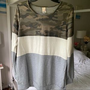 Camo Color Block LS Shirt